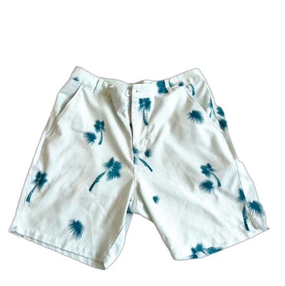 Men's Puma Golf Shorts Size 32 White Green Palm Print - Picture 1 of 6